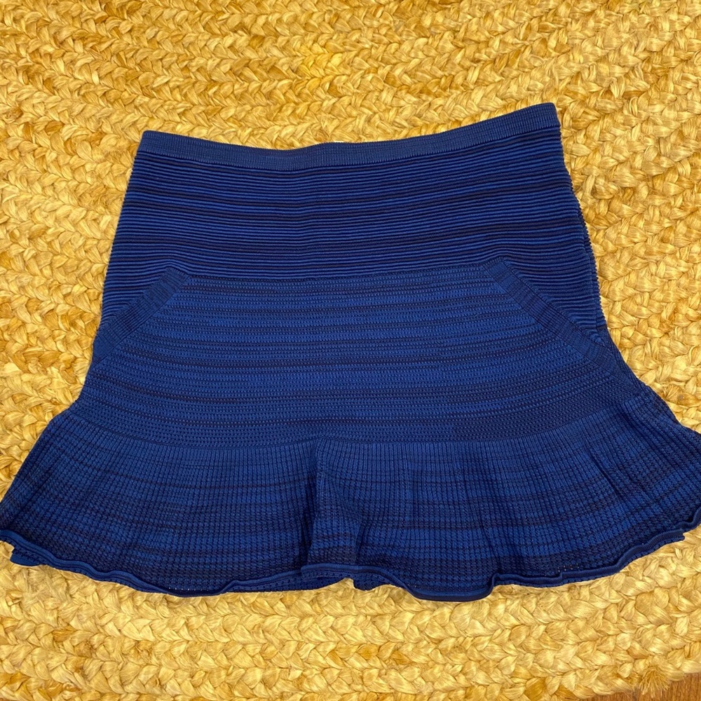 Rachel Roy Navy Knit Flounce Skirt
